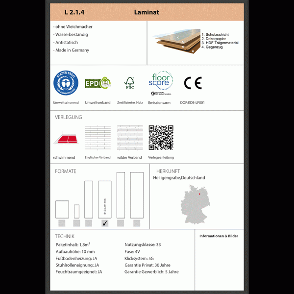 Holzähnliches Laminat in Grau mit strukturierten Oberflächen und verschiedenen Plankenformaten. Ein rustikales Design fördert eine warme und einladende Atmosphäre.
